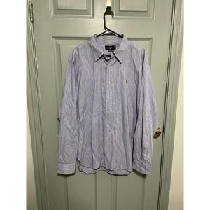 Polo Ralph Lauren Men’s Size 2XL XXL Classic Fit Blue Striped Cotton Shirt
